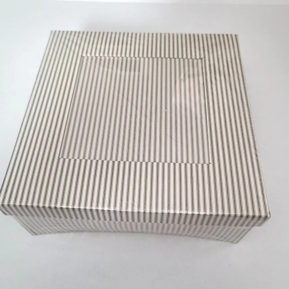 Hearth & Hand Magnolia Gift Boxes with Window 2 Pc Set Navy White Striped NEW